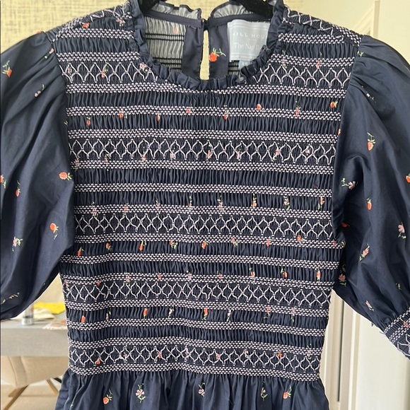 Navy Blue Floral Embroidered Vivi Hill House Home Nap Dress - Picture 8 of 14